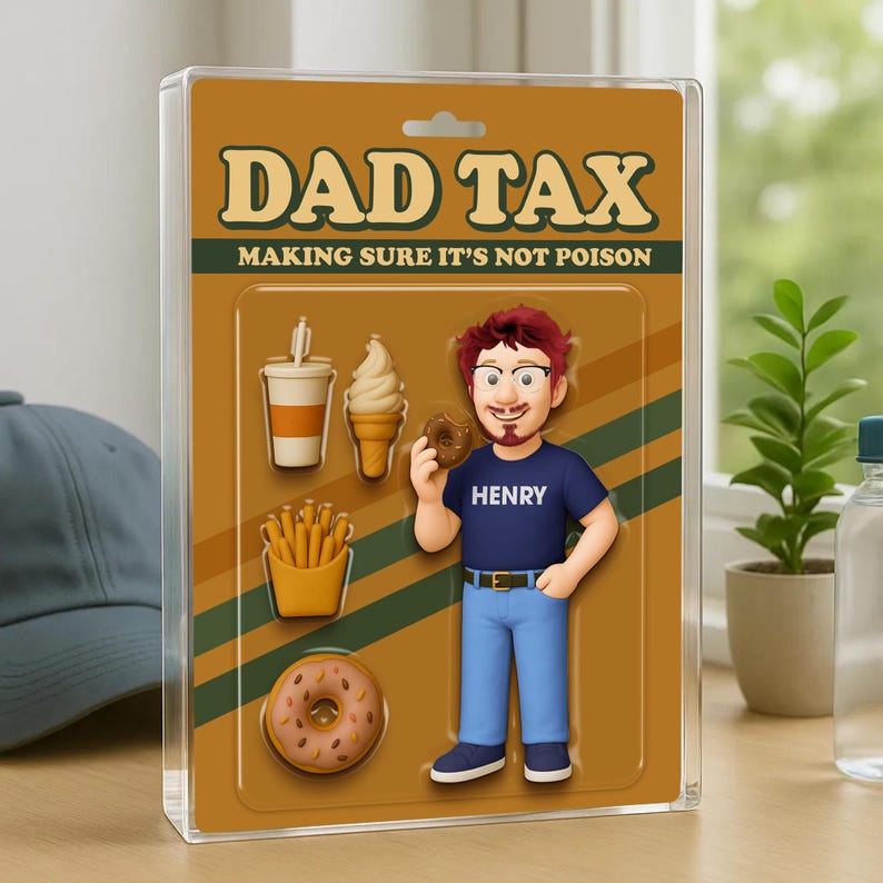 Dad Tax Making Sure It's Not Poison Custom Action Figure Personalized Acrylic Block Plaque, Funny Father's Day Gift for Dad, Grandpa