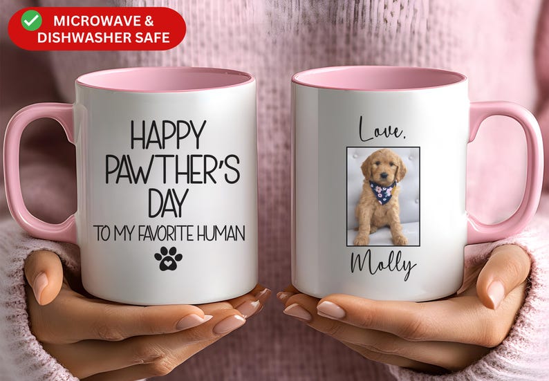 Father's Day Dog Dad Mug, Personalized Photo Mug, Cat Lover Mug, Fathers Day Gift, Pawther Day Mug, Mug with Picture, Best Fur Dad