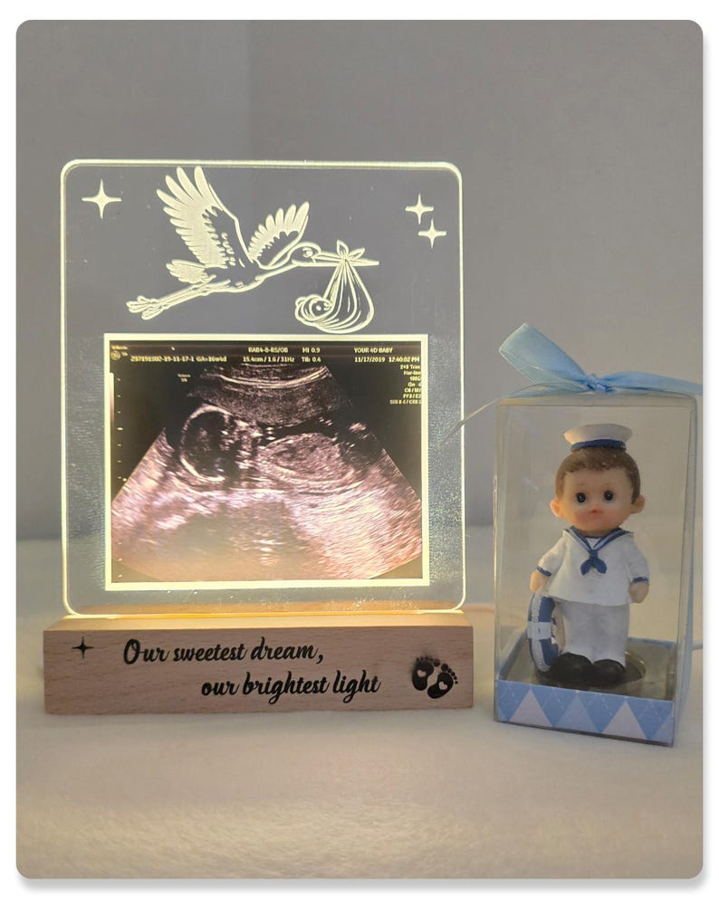 Custom Ultrasound Lamp, Gift for Mom to Be, Pregnancy Keepsake Lamp, LED Light with Wooden Base, Unique Pregnancy Keep, Baby Ultrasound