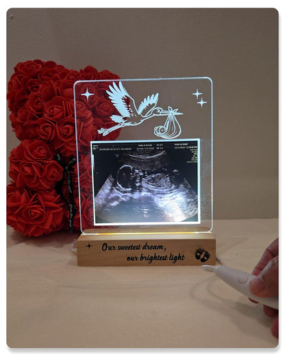 Custom Ultrasound Lamp, Gift for Mom to Be, Pregnancy Keepsake Lamp, LED Light with Wooden Base, Unique Pregnancy Keep, Baby Ultrasound