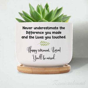 Personalized Plant Pot Retirement Gifts, Custom Succulent Planter, Gift For Coworker, Happy Retirement Gifts for Women Coworker