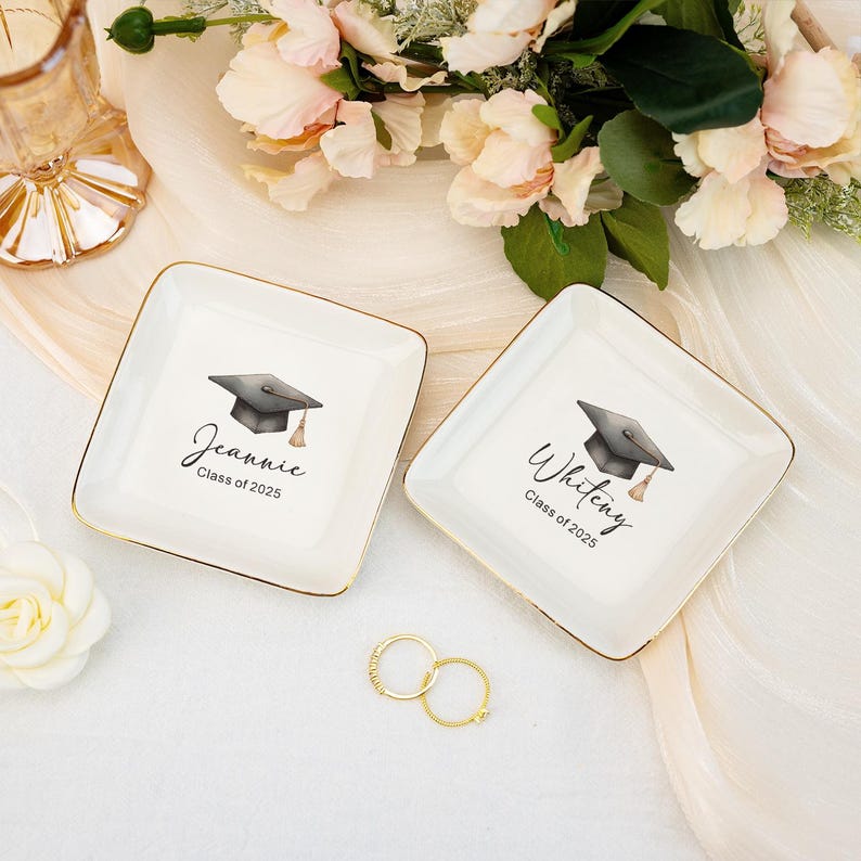 Personalized Graduation Gift, Custom Jewelry Dish, Class of 2026 College Graduation Gift for Her, Masters Degree, PHD Graduation Keepsake
