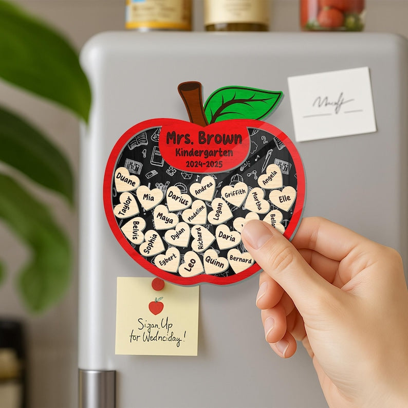 Personalized Teacher Apple Magnet, Thank You Teacher Gifts, End Of Year Gifts, Teacher Apple Sign, Teacher Appreciation Gift From Student