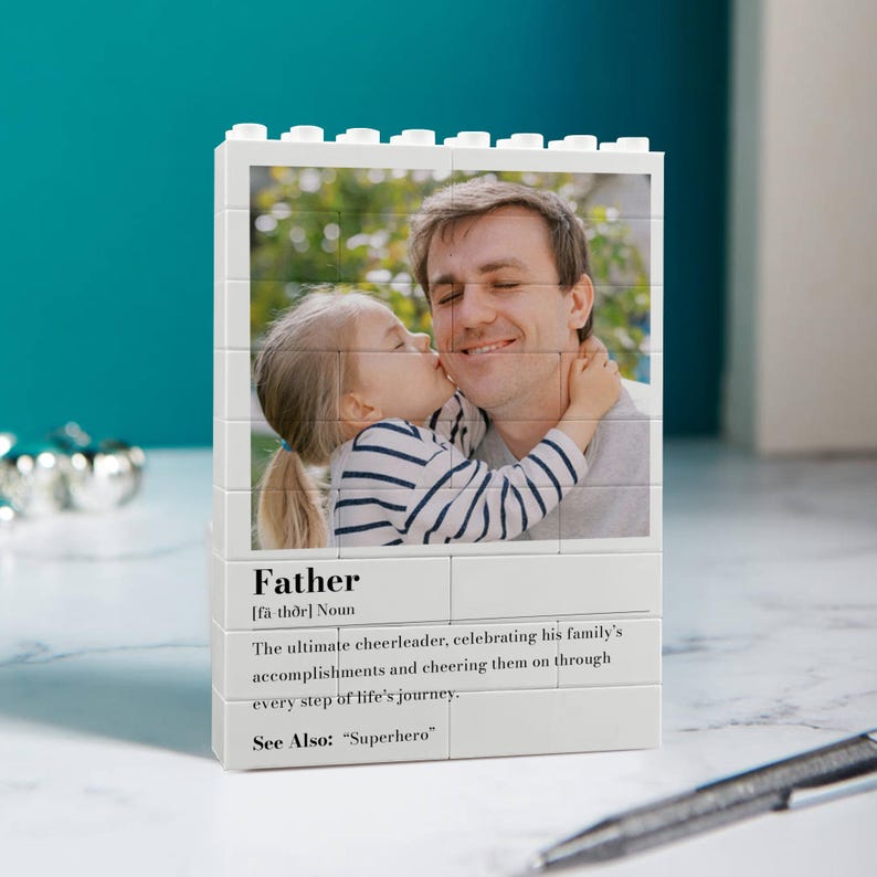 Personalised Photo Puzzle Gift for Dad, Father's Day Brick Picture Frame for Grandpa, Stepdad, Baby Keepsake Gift from Kids