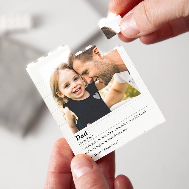 Personalised Photo Puzzle Gift for Dad, Father's Day Brick Picture Frame for Grandpa, Stepdad, Baby Keepsake Gift from Kids