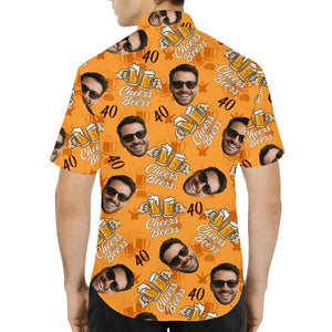 Custom Face Birthday Hawaiian Shirt, Personalized Cheers and Beers Shirt for Men Women, 40th Birthday Party Shirt with Photo, Gifts for Dad
