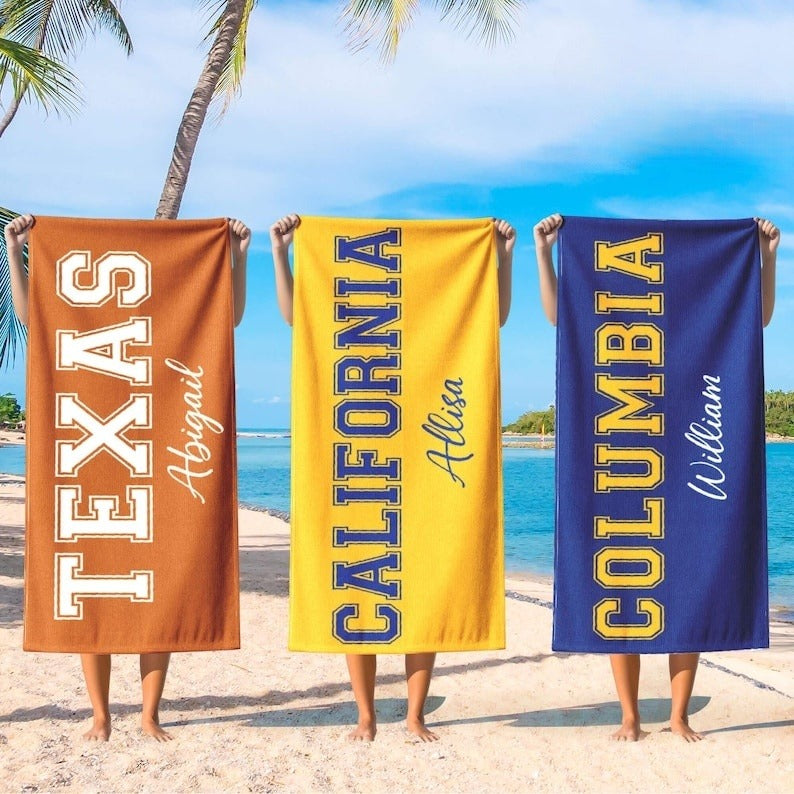 Custom College Beach Towel, Senior 2025, Graduation Gift, Baseball Team, Sorority Gift, School Spirit, School Spirit Custom University Towel