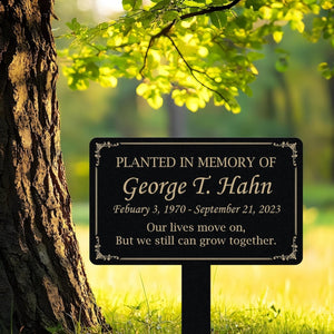 Personalized Memorial Tree Plaque with Stake, Sturdy Metal Garden Marker, Tree Sign, Remembrance Plaque-Multiple Colors, Tree Plaque Marker