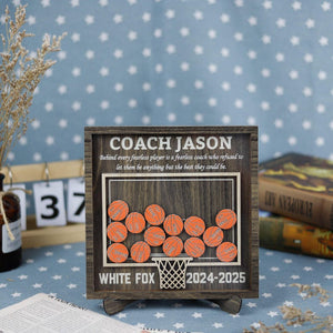 Personalized Basketball Shaker Wood Sign Gift for Coach, Thank You End of Season Coach Gifts, Appreciation Manager Gift from Basketball Team