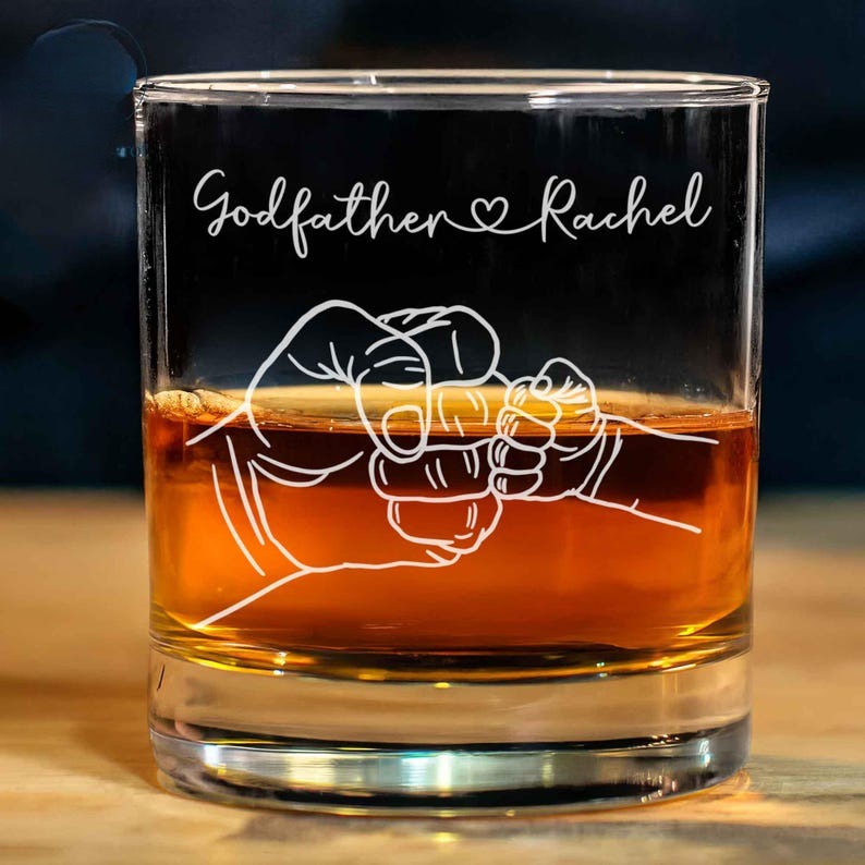 Personalized Godfather Gift, Godfather Whiskey Glass, Father's Day Gift For Godfathers, Custom Uncle Rock Glass, Custom Glass For Dad Gift