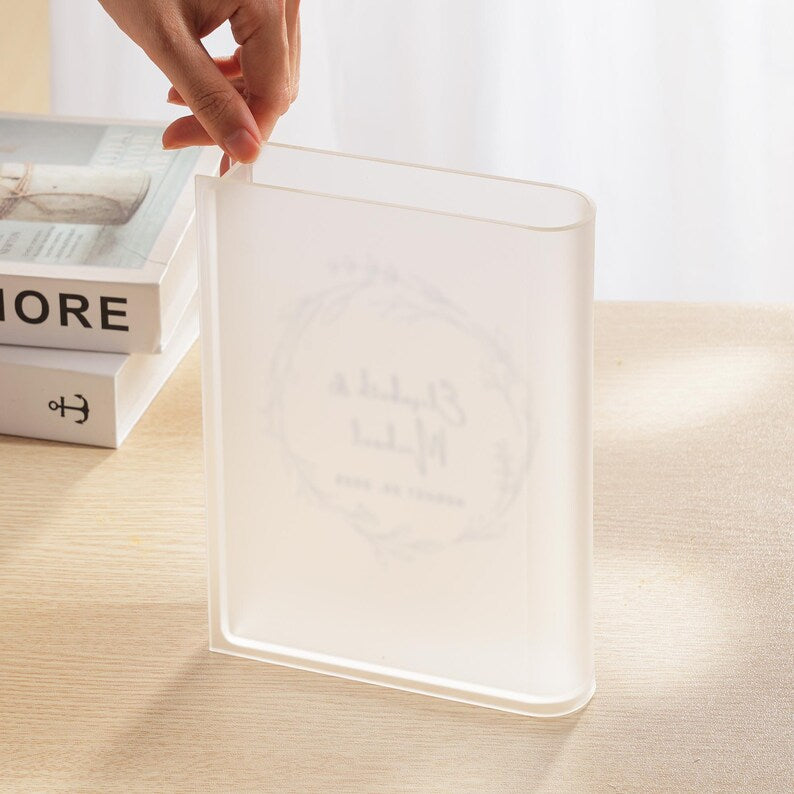 Anniversary Gift, Wedding or Engagement Gift, Flower Vase, Wreath Design, 9th Wedding Anniversary Gift, Custom Book Vase, Gift for Couples