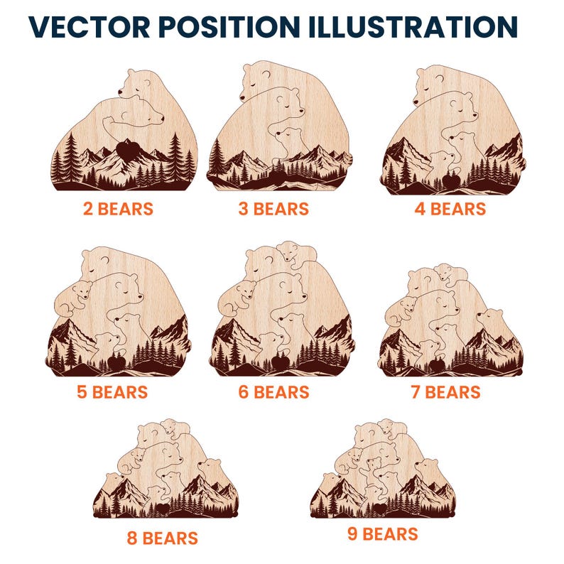 Hugging Bear Family New Version, Personalized Wooden Bear Family Puzzle, Mother's Day Gift Father's Day Gift, Animal Family Puzzle Decor