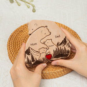 Hugging Bear Family New Version, Personalized Wooden Bear Family Puzzle, Mother's Day Gift Father's Day Gift, Animal Family Puzzle Decor