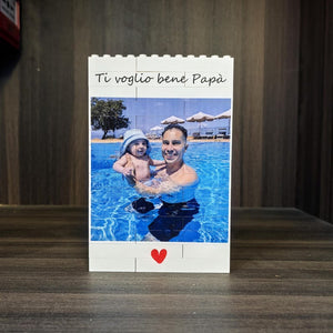 Personalised Daddy & Me Building Brick Photo Block, Gift for Dad, Building Block, Puzzle, Grandad, Grandpa, Birthday Gift, Father's Day Gift