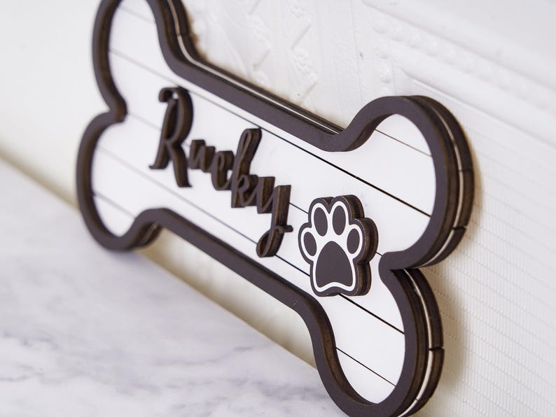 Personalized Dog Bone Name Sign, Handmade Wood Dog Gift, Dog Room Sign, Personalized Wood Crate Sign, Pet Name Sign