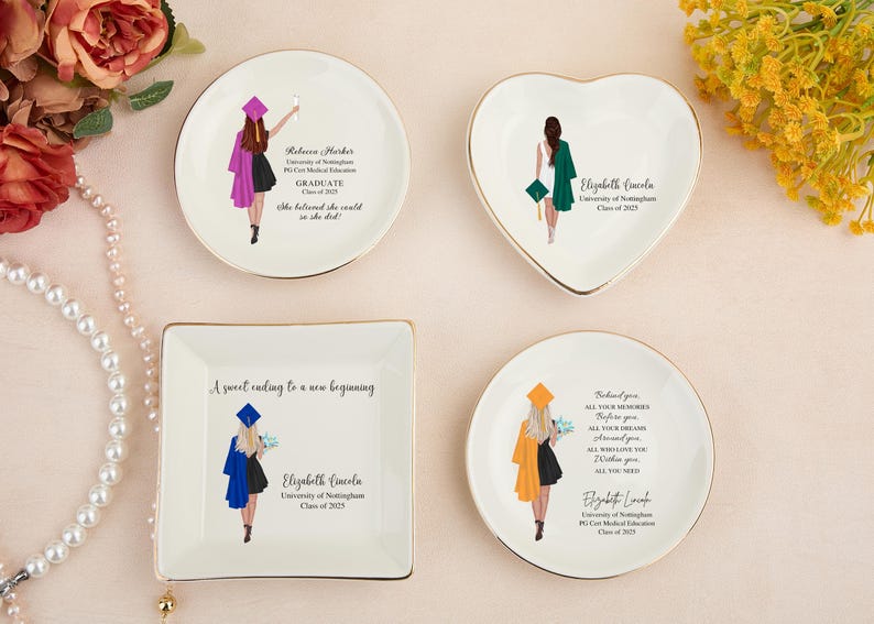 Graduation Gift for Her, Personalized Jewelry Dish for Daughter, PHD Graduation, Masters Degree Gift, Graduation Jewelry Dish, Class of 2025