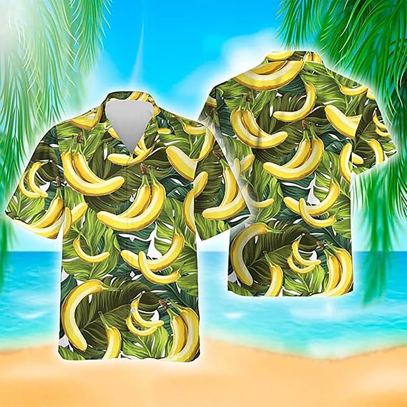Fruit Hawaiian Shirt for Men, Tropical Strawberry, Kiwi, Avocado Shirt, Tropical Fruit Shirt Men, Upload Photo Summer Hawaiian Shirt, Beach Vacation Tee