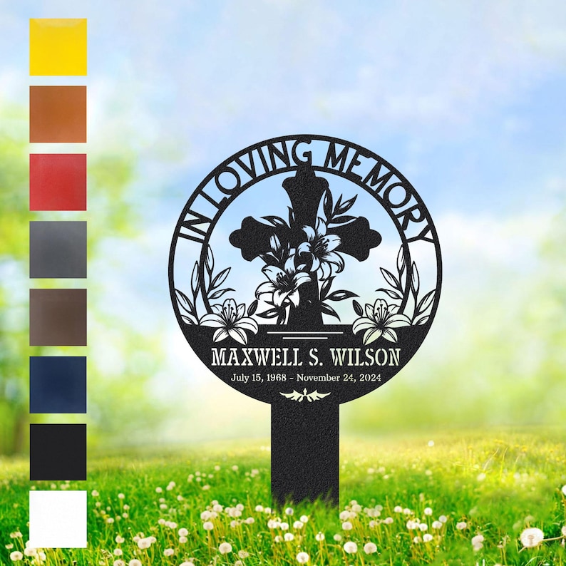 Custom In Loving Memory Sign, Memorial Garden Stake Metal, Mother's Day, Honor a Loved One or Pet, Personalized Tribute Cross Outdoor