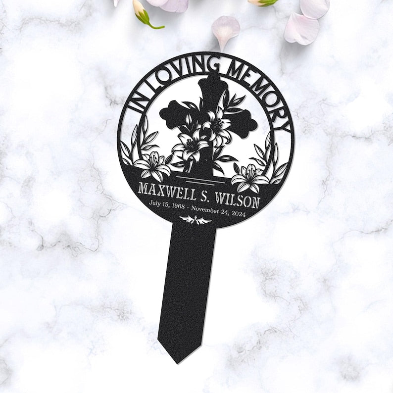 Custom In Loving Memory Sign, Memorial Garden Stake Metal, Mother's Day, Honor a Loved One or Pet, Personalized Tribute Cross Outdoor