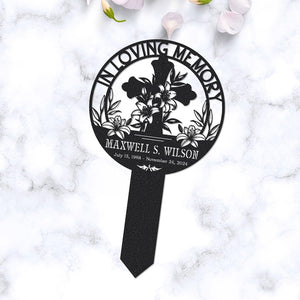Custom In Loving Memory Sign, Memorial Garden Stake Metal, Mother's Day, Honor a Loved One or Pet, Personalized Tribute Cross Outdoor