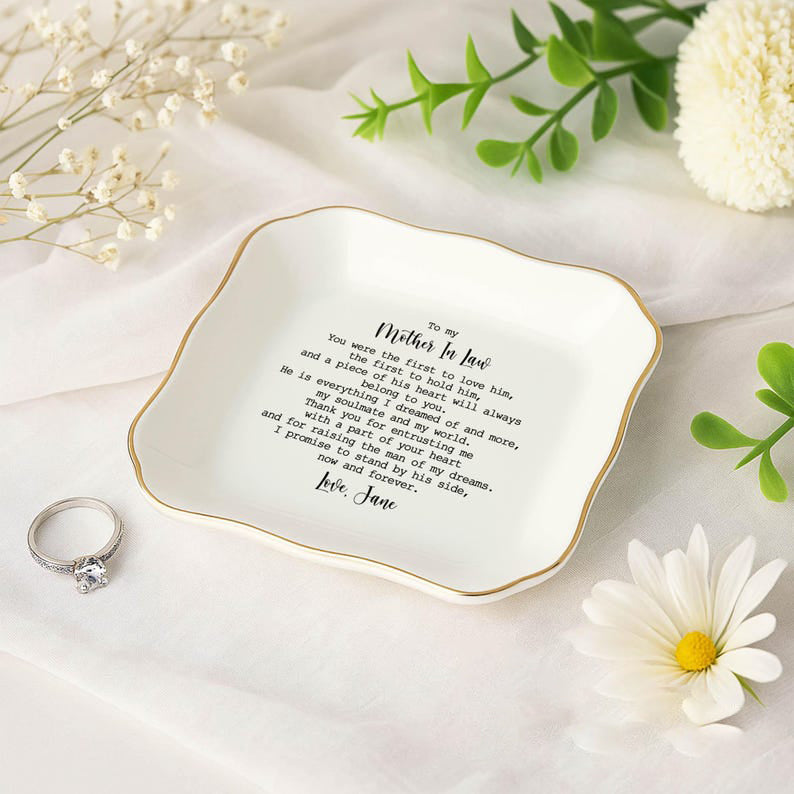 To My Mother in Law On Wedding Day, Custom Jewelry Dish For Mother Of The Groom, Future Mother In Law Ring Dish, Mother Mother's Day Gift