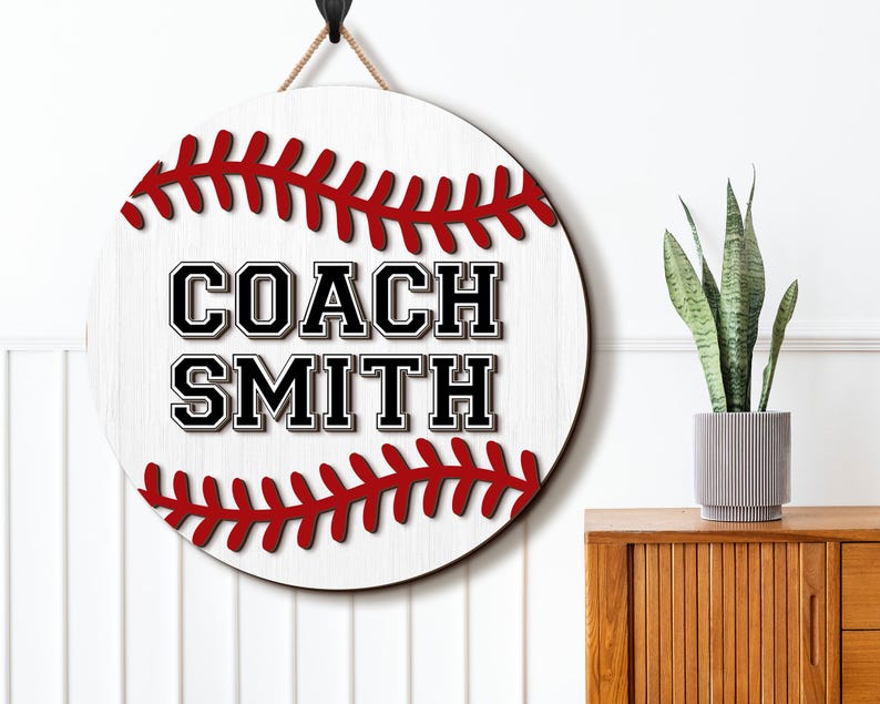 Baseball Coach Door Hanger, Personalized Baseball Coach Gift, PE Teacher Gift, Male Teacher Gift, Baseball Sign, Coach Appreciation Gift