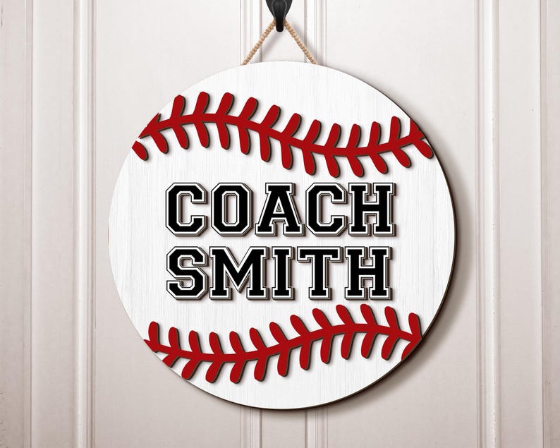 Baseball Coach Door Hanger, Personalized Baseball Coach Gift, PE Teacher Gift, Male Teacher Gift, Baseball Sign, Coach Appreciation Gift