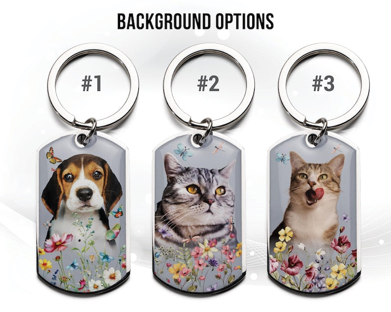 Personalized Pet Memorial Keychain with Photo & Name, Loss of Dog Gift