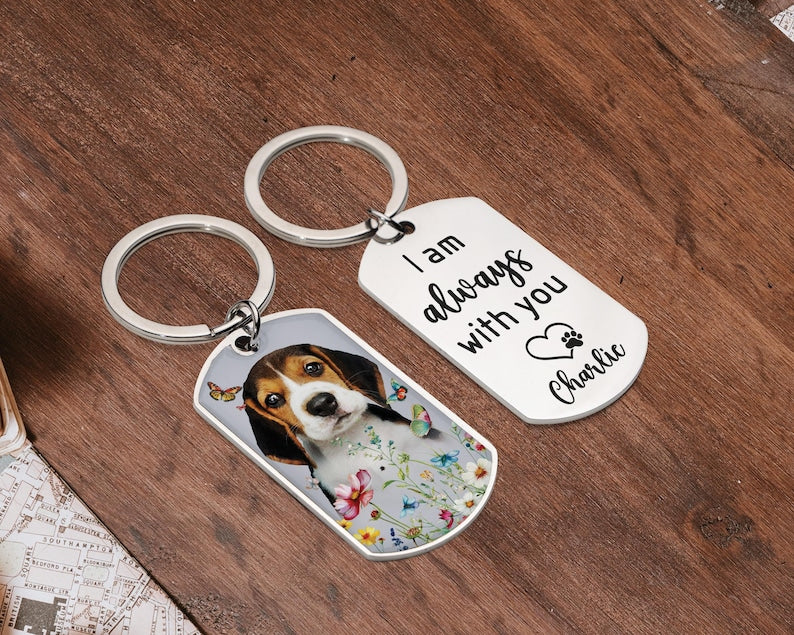 Personalized Pet Memorial Keychain with Photo & Name, Loss of Dog Gift