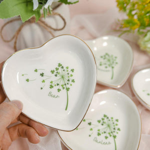 Custom Lucky Shamrock Ring Plate, 4 Leaf Clover Trinket Dish, Ring Holder, St. Patrick's Day Gift, Irish Gift, Bridesmaid Proposal Gift