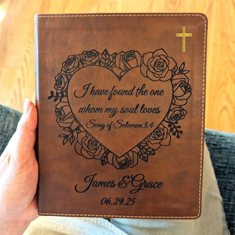 Personalized NIV Wedding Bible | Custom Leather Journal | Christian Gift for Bride & Groom Anniversary (This is a blank notebook, not a bible)