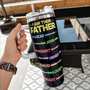 Personalized I Am their Father Tumbler, Custom Kid Names Lightsaber Mug, Father's Day Gift, Dadalorian Coffee Cup, Best Dad Tumbler
