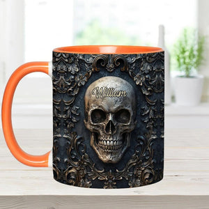 Touch My Coffee And I Will Drink It From Your Skull Personalized Skull Accent Mug, Dark Gothic Cup, Gift for Men, Military Gift for Dad