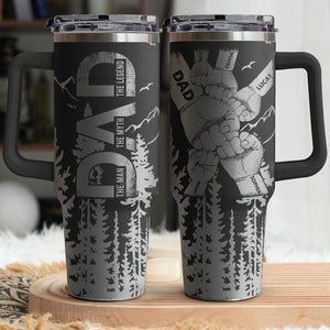 Dad, Grandpa, Papa Forest With Kids' Names Personalized 40oz Tumbler, Custom Dad Tumbler With Kids Names, Dad Gift From Daughter, Dad Cup