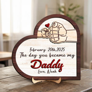 Personalized The Day You Became My Daddy Gift, First Fathers Day Gift From Baby, New Dad Wooden Sign, First Time Fathers Day Gift