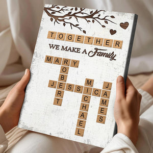 Custom Crossword Puzzle Family Name Canvas Wall Art, Personalized Family Crossword Puzzle Decor, Gift for Parents, Anniversary, Home Decor