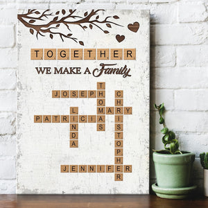 Custom Crossword Puzzle Family Name Canvas Wall Art, Personalized Family Crossword Puzzle Decor, Gift for Parents, Anniversary, Home Decor