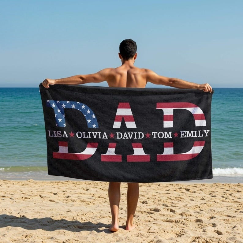 Dad Beach Towel, Custom Fathers Day Gifts for Dad, Dad Gifts from Kids, Papa Beach Towel, Summer Pool Towel for Fathers Day, Gift for Dad