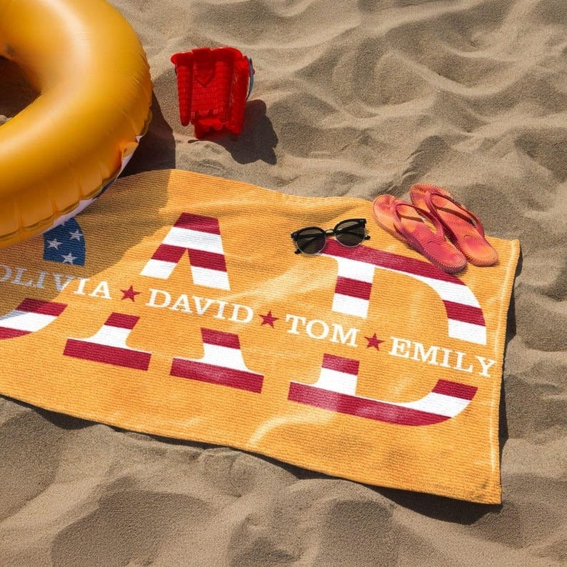 Dad Beach Towel, Custom Fathers Day Gifts for Dad, Dad Gifts from Kids, Papa Beach Towel, Summer Pool Towel for Fathers Day, Gift for Dad