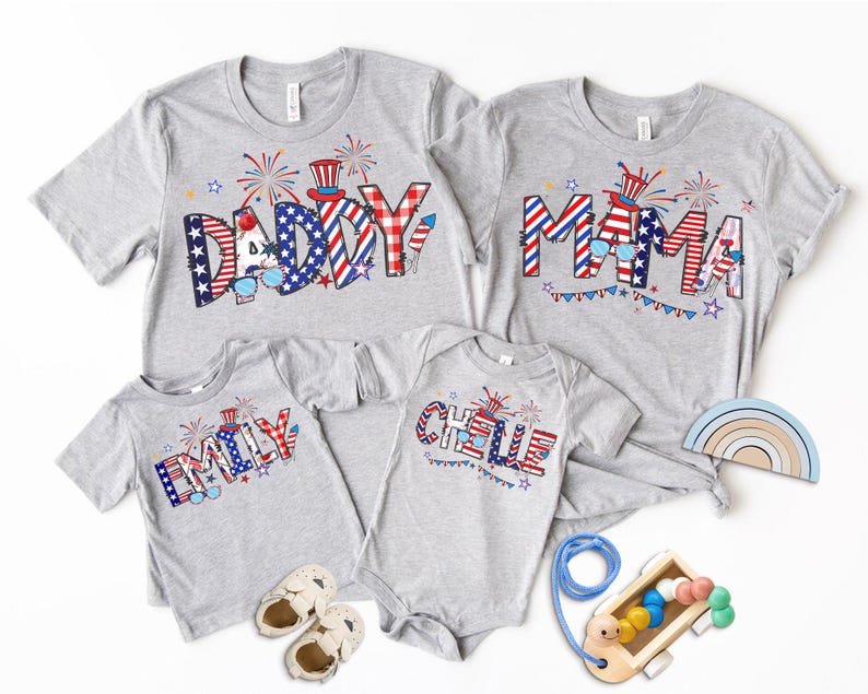 Custom Name 4th of July Family Celebration Matching Shirt, Freedom Shirt, USA Graphic Tee, Patriotic Family Shirt, Family Reunion Shirts