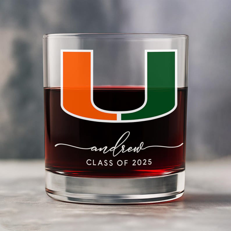 College Graduation Gift, College Graduation Wine Glass, Custom University Logo Whiskey Glass, University School Grad Gift, Class Of 2025