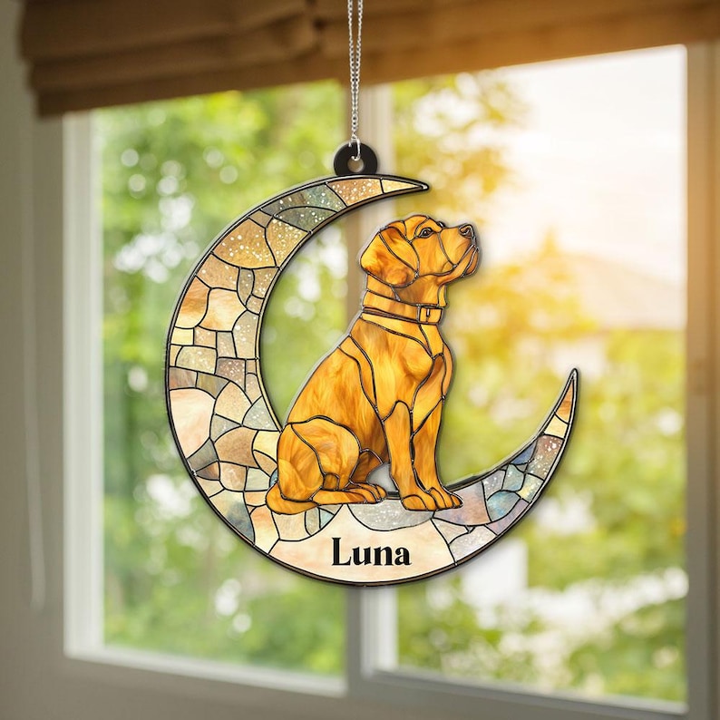 Dachshund On The Moon Acrylic Ornament, Custom Dog Breeed Dog Lover Gifts, Personalized Dog,Pet Memorial Ornament,Dog Holiday Decoration