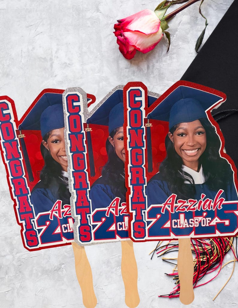 Class of 2025 Graduation Fans| Personalized Grad Keepsake | Ceremony Hand Fans | Graduation Party Favor | Photo Prop