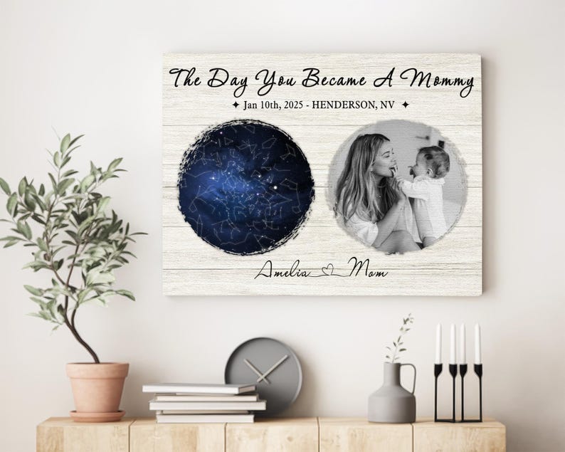 First Fathers Day Gift, The Day You Become My Daddy Star Map By Date Canvas Gift from Baby, Father's Day Gift For First Time Dad