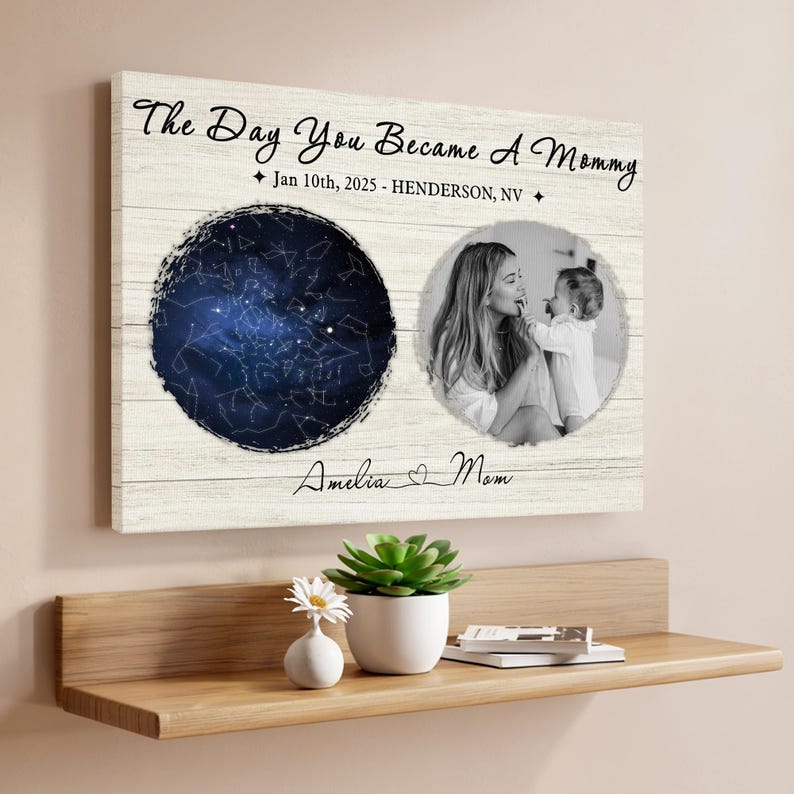 First Fathers Day Gift, The Day You Become My Daddy Star Map By Date Canvas Gift from Baby, Father's Day Gift For First Time Dad