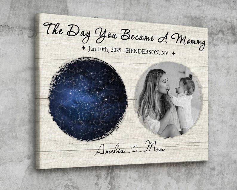 First Fathers Day Gift, The Day You Become My Daddy Star Map By Date Canvas Gift from Baby, Father's Day Gift For First Time Dad