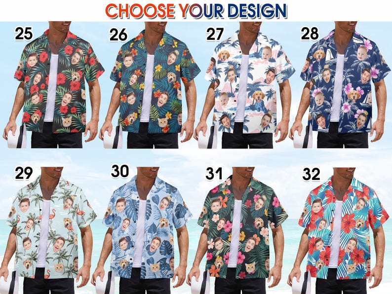 Custom American Flag Hawaiian Shirt with Faces,Custom Independence Day Shirts Men,Personalized Summer Party Shirt,Custom 4th of July gifts