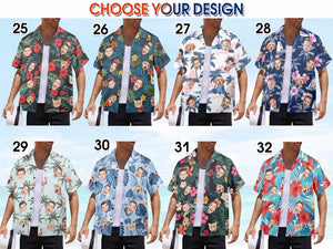 Custom American Flag Hawaiian Shirt with Faces,Custom Independence Day Shirts Men,Personalized Summer Party Shirt,Custom 4th of July gifts