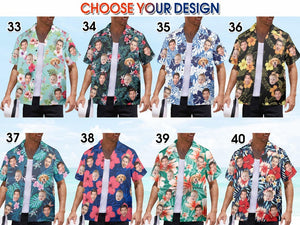 Custom American Flag Hawaiian Shirt with Faces,Custom Independence Day Shirts Men,Personalized Summer Party Shirt,Custom 4th of July gifts