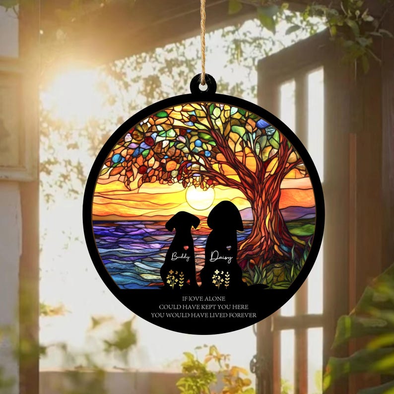 Personalized Loss Of Dog Sympathy Suncatcher, Dog Memorial Gift, Pet Memorial Suncatcher, Loss of Dog Gift, Dog Remembrance Gift